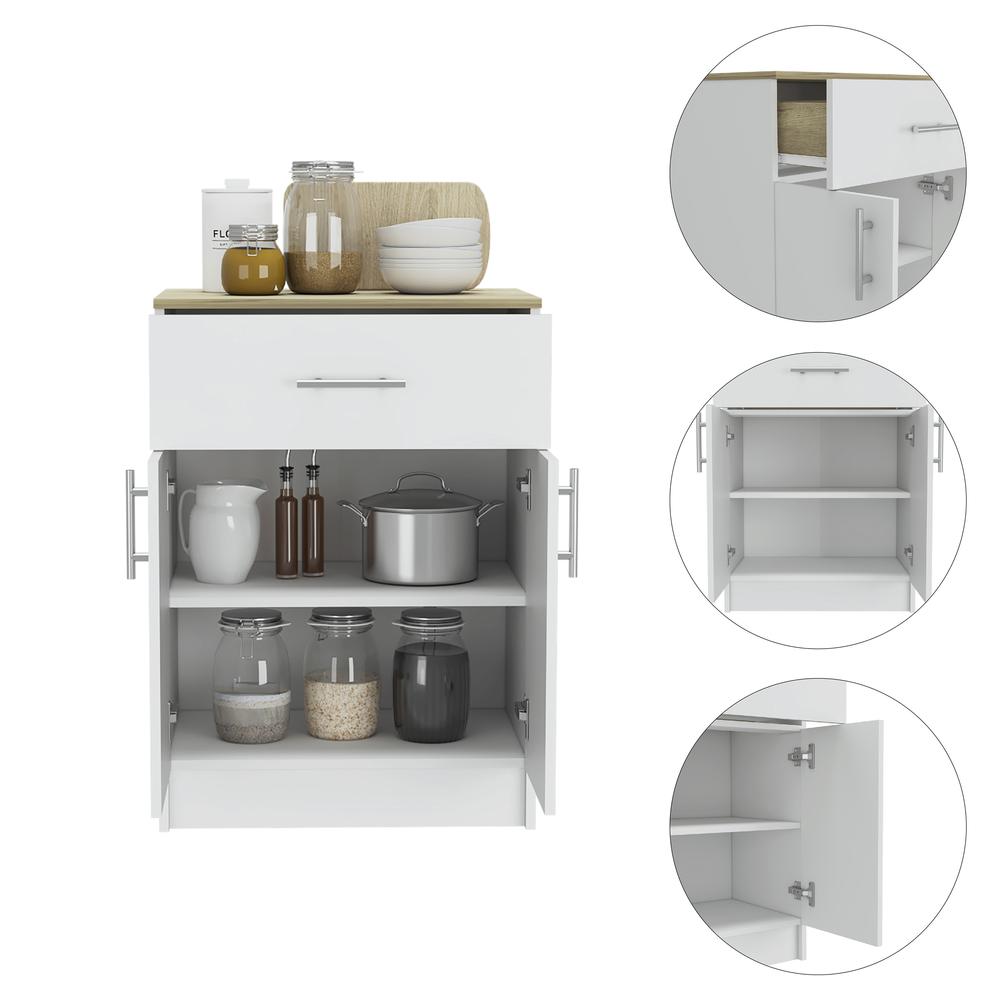 Barbados Pantry Cabinet-White/Light Oak. Picture 6