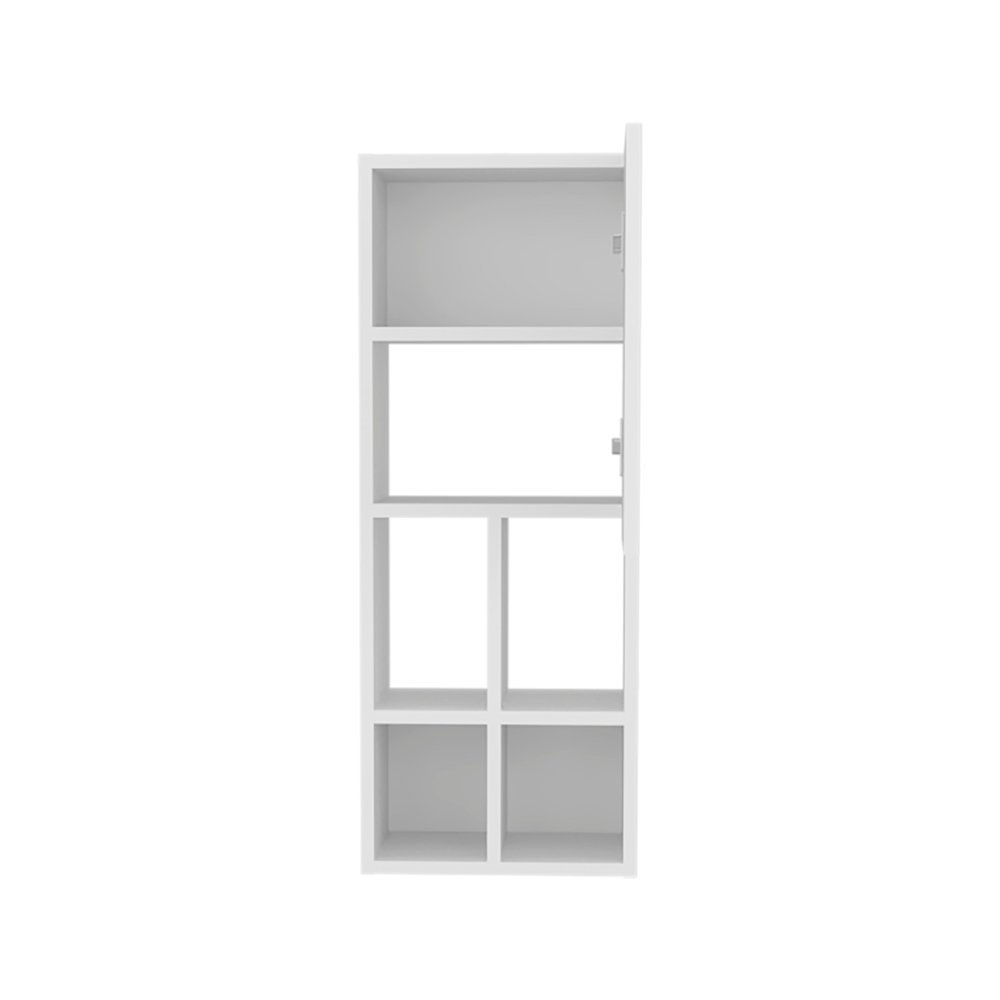Kinta Wall Cabinet, 1 Door, 5 Shelves, White. Picture 2
