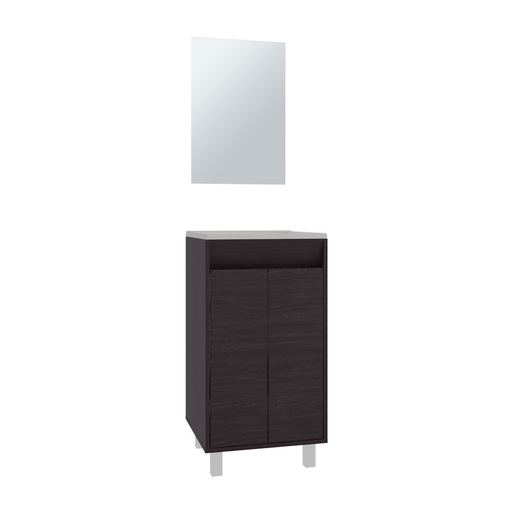 Ingold Bathroom Set, Cabinet with Sink, 2 Doors, 4 Legs, 2 Shelves, 1 Mirror. Picture 3