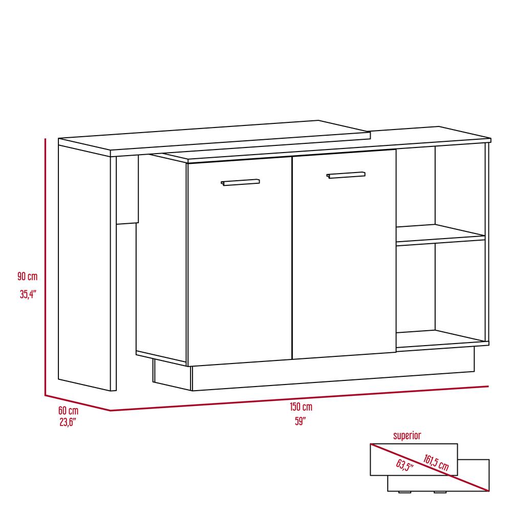 Creta Kitchen Island Black/ Light Oak. Picture 6