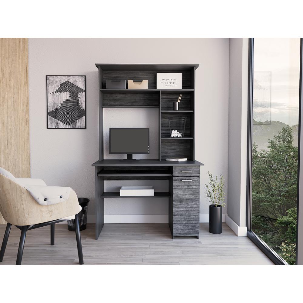 Xalo 180 Compu Hutch Desk In Grey Oak. Picture 7