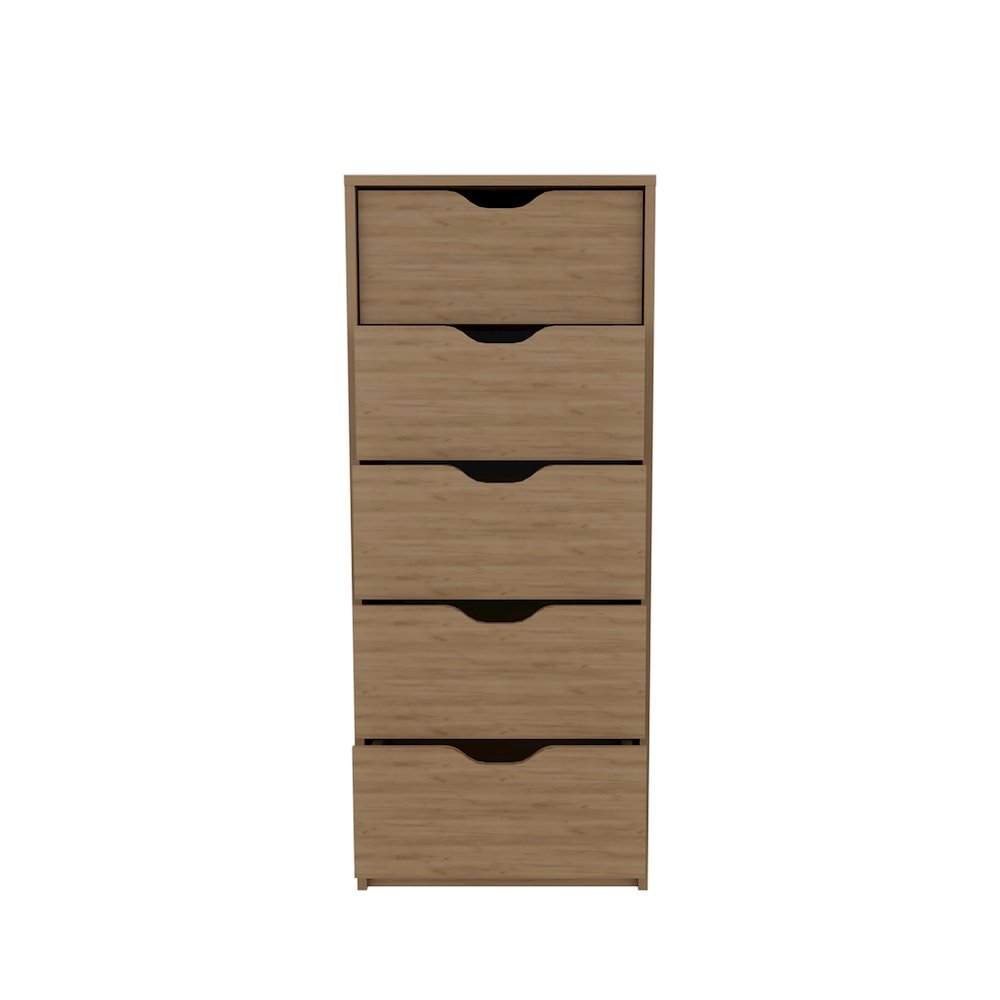 Houma 5 Drawers Narrow Dresser, Slim Storage Chest of Drawers, Natural Oak. Picture 2