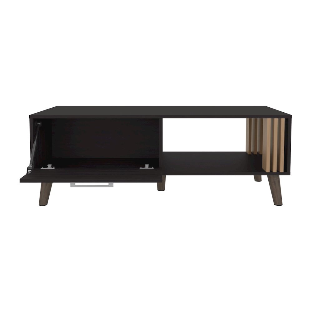 Lenoir Coffee Table, 1 Door, 1 Shelf, Black / Natural Oak. Picture 1