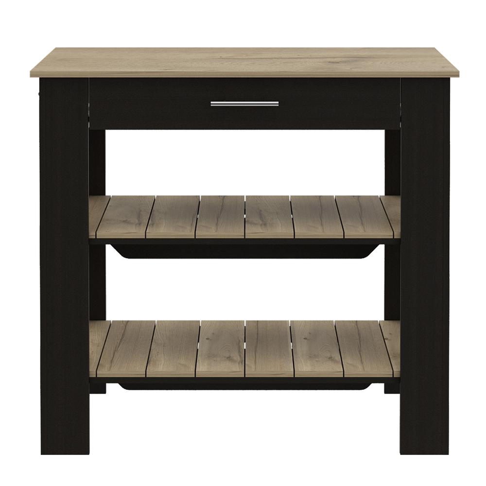 Delos 40Kitchen Island Black-Light Oak. Picture 2