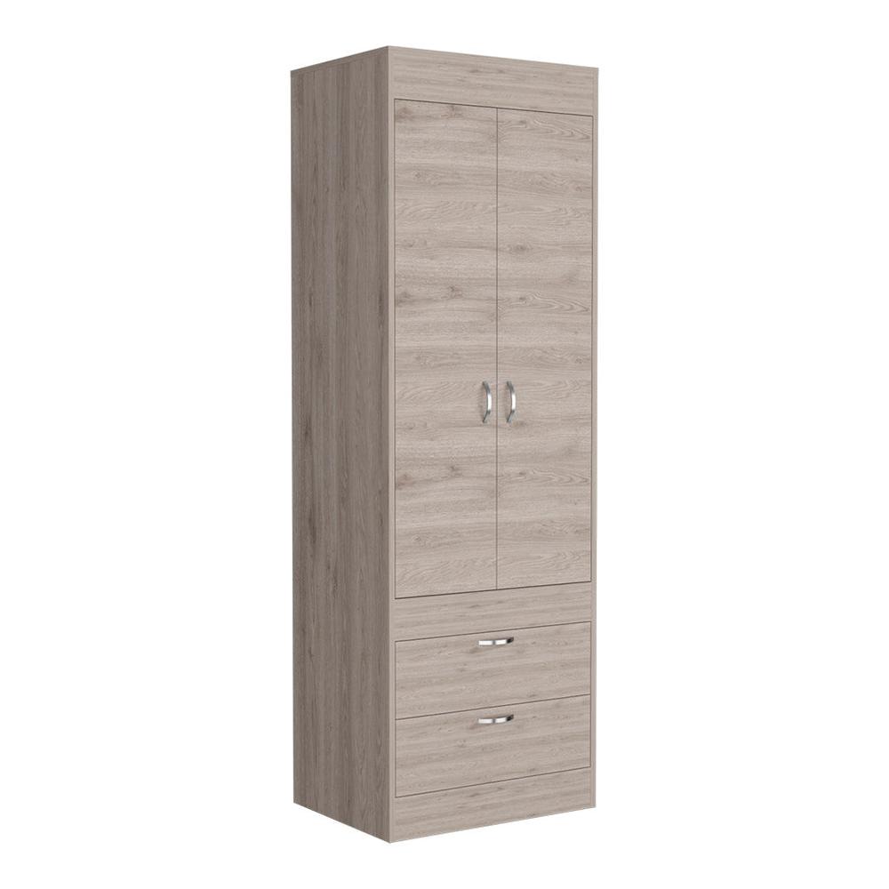 Portugal Armoire, Double Door Cabinet, Two Drawers, Metal Handles, Rod. Picture 1