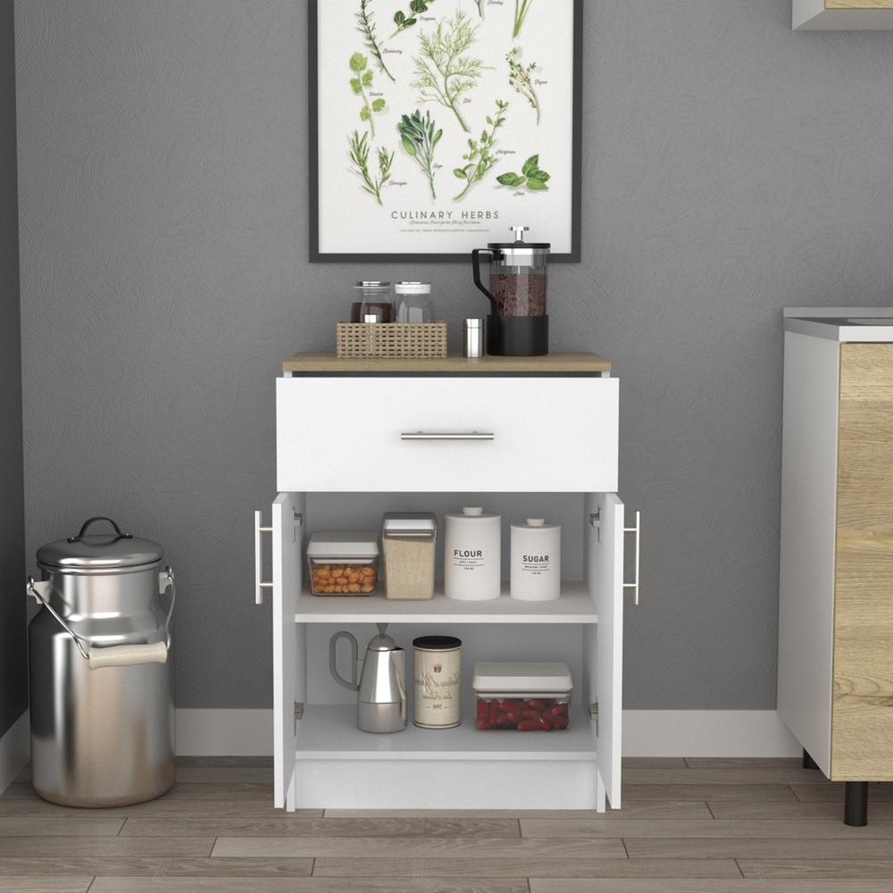 Barbados Pantry Cabinet-White/Light Oak. Picture 3