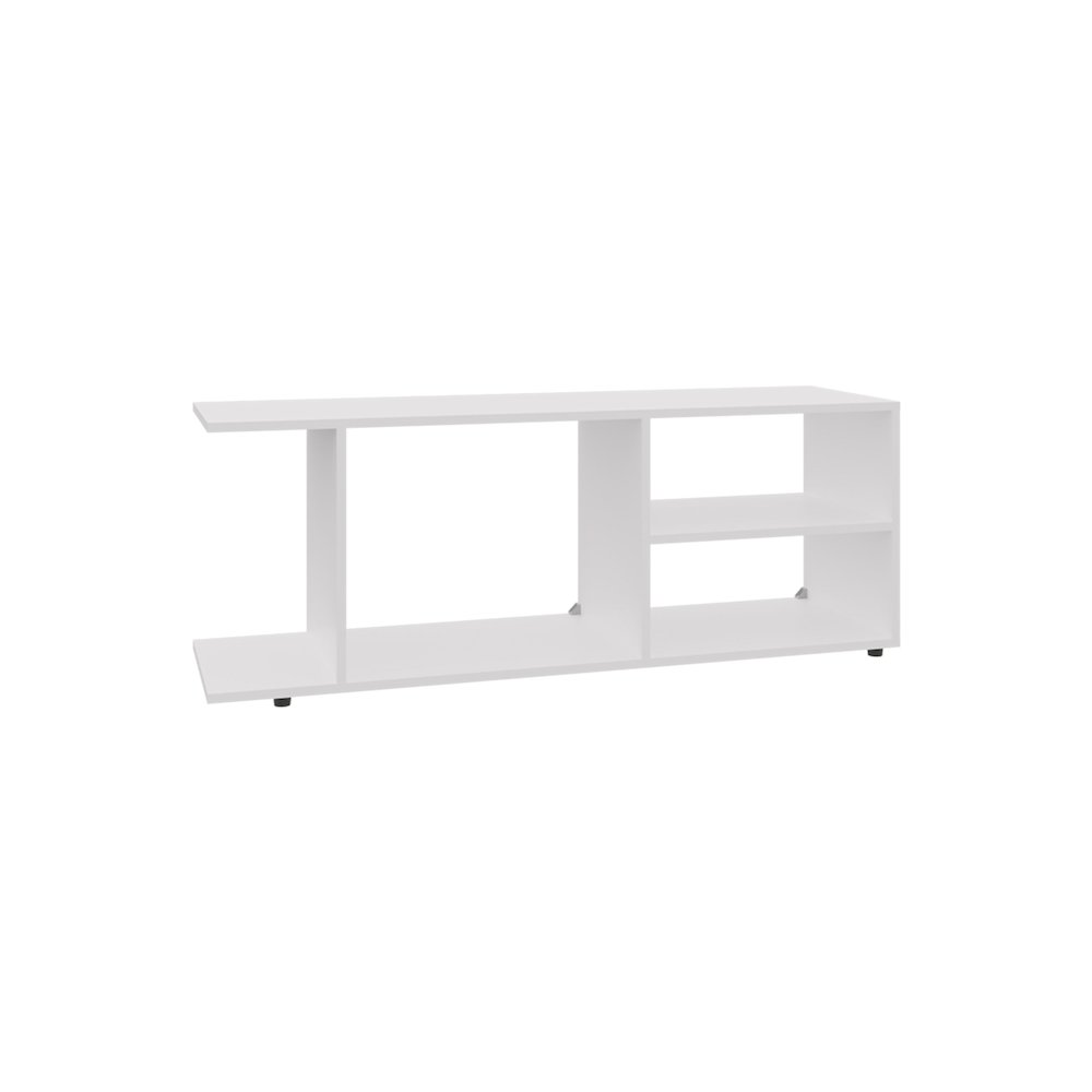 Sudley Entertainment Center with 4 Shelves and 4 Legs, White. Picture 1