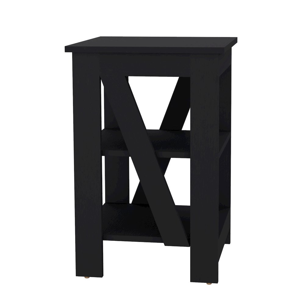 3-Tier End Table/Nightstand, Side Table for Small Space, Black. Picture 2