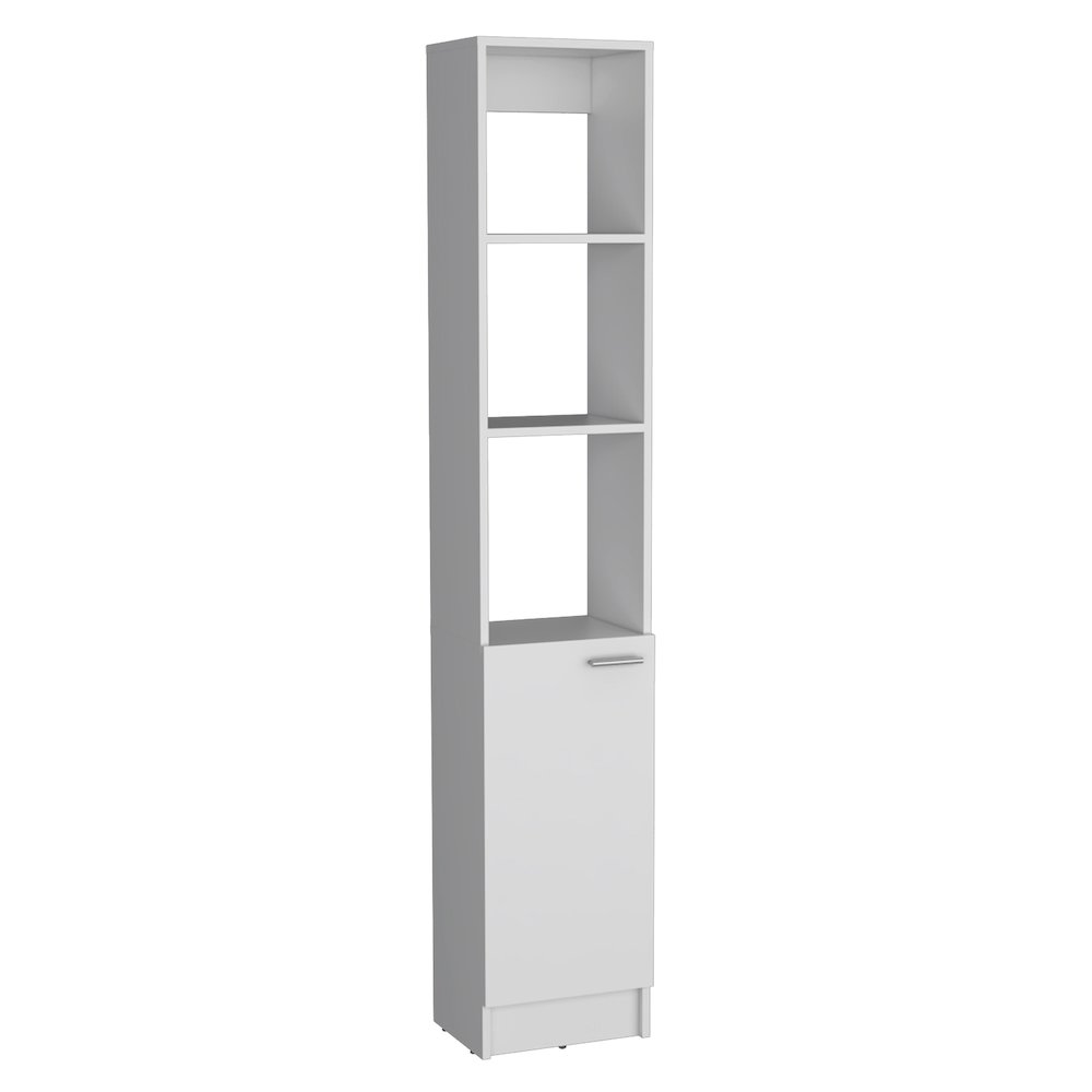 Linen Cabinet, 1 Door, 6 Shelves, White. Picture 1