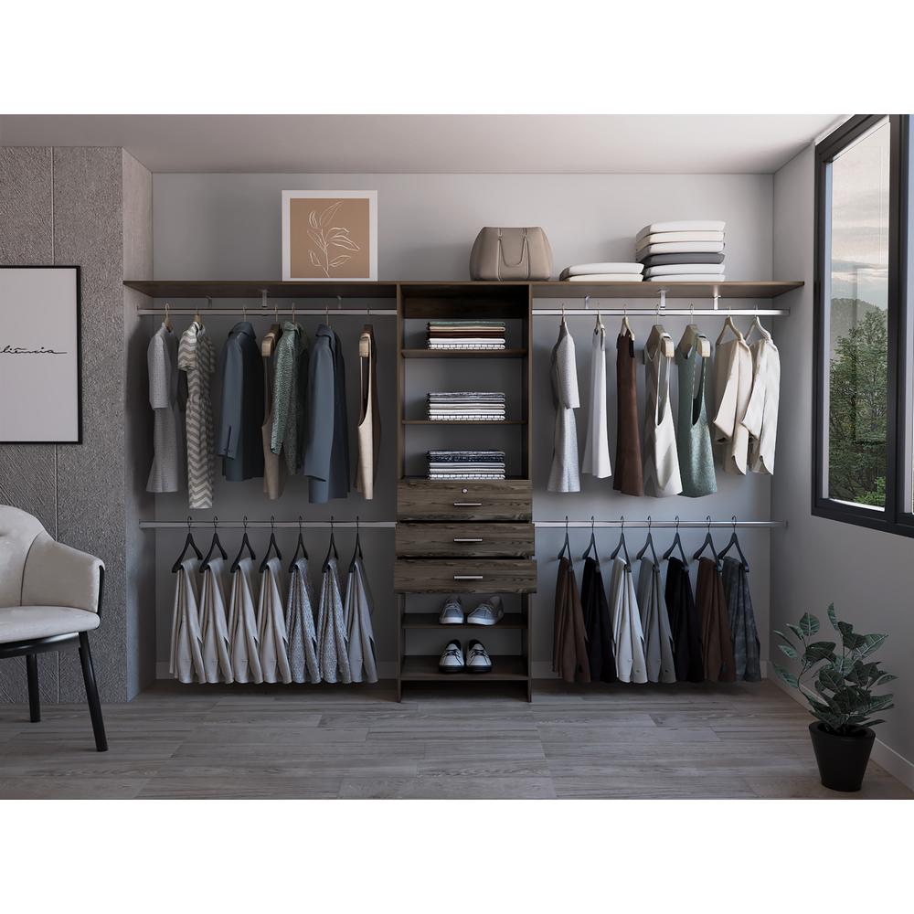 Zamora 69"W - 118"W Closet System Dark Walnut. Picture 7