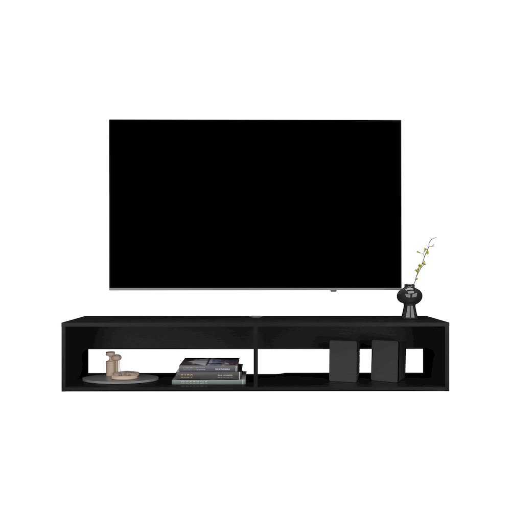 Lakes TV Stand with 2 Shelves, Black. Picture 2