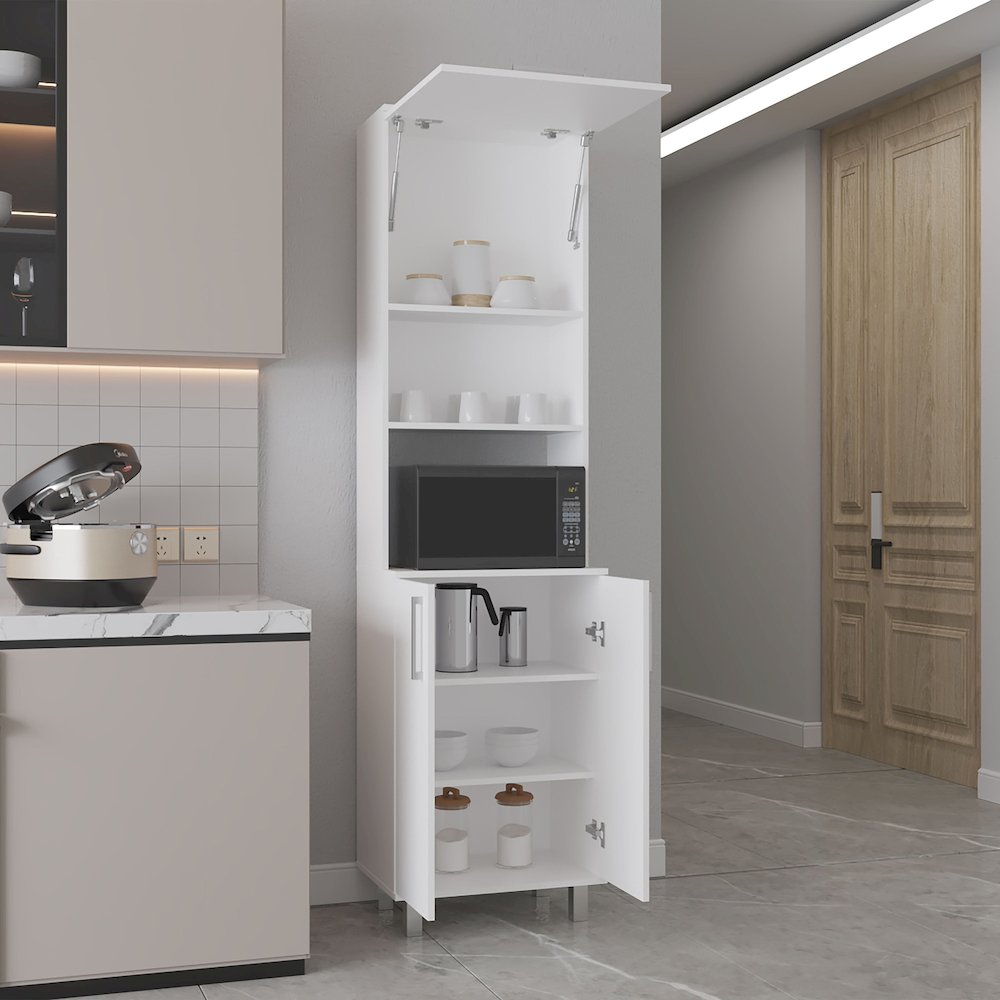 Maeser Kitchen Pantry, 3 Doors, 4 Legs, 5 Shelves, White. Picture 5