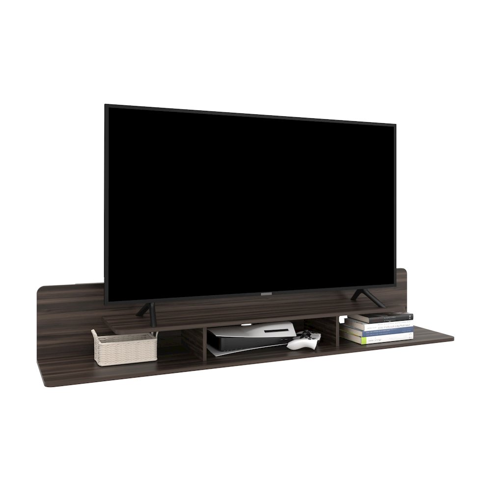Eudora TV Stand, 2 Shelves, Dark Brown. Picture 3