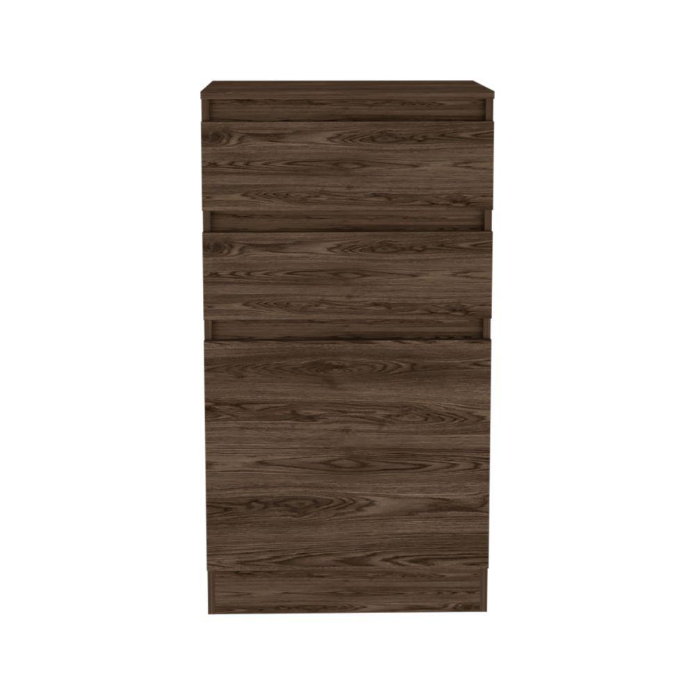 DEPOT E-SHOP Diamond Dresser, Jewelry Box, Mirror, One-Door Cabinet, Two Drawers-Dark Walnut, For Bedroom. Picture 2