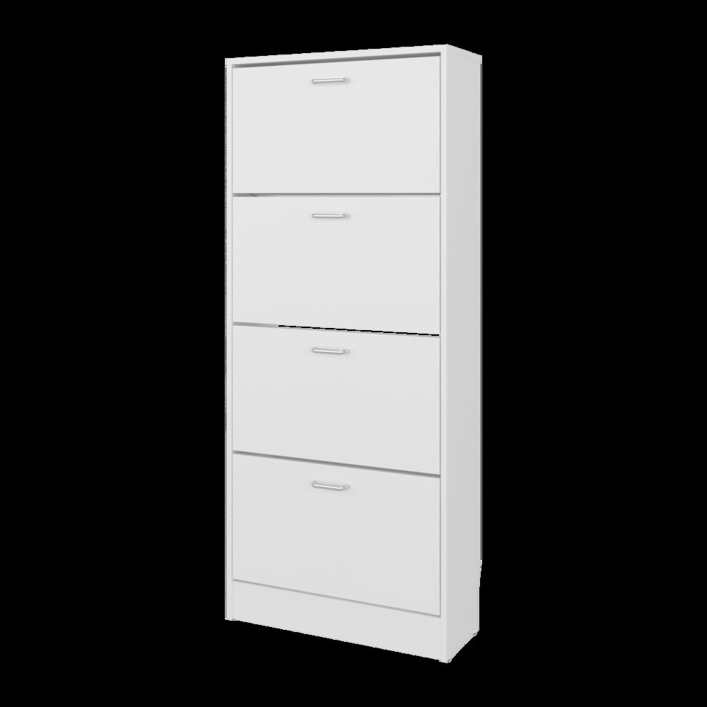 Kobuk 4 Door Shoe Rack, 4 Shelves, White. Picture 7