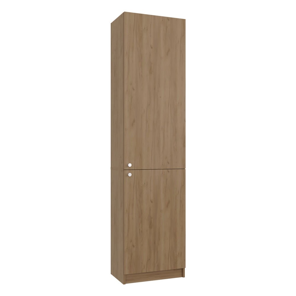 Butte Tall Bookcase 71" H with 2 Doors, Five Interior Shelves, Natural Oak/White. Picture 8
