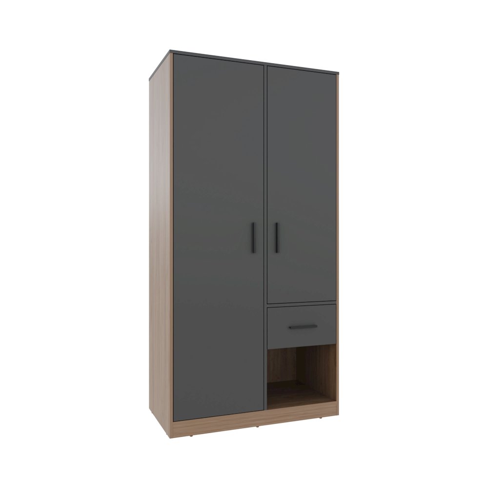 Wanship Armoire, 2 Doors, 1 Drawer, 2 Shelves, Matt Gray / Natural Oak. Picture 3