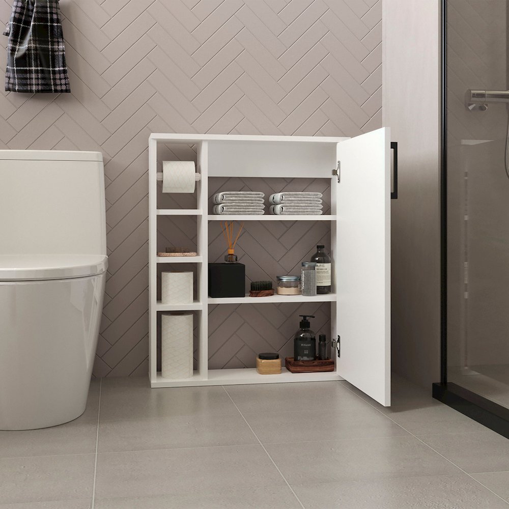 Clayton Medicine Cabinet, 1 Door, 7 Shelves, White. Picture 5
