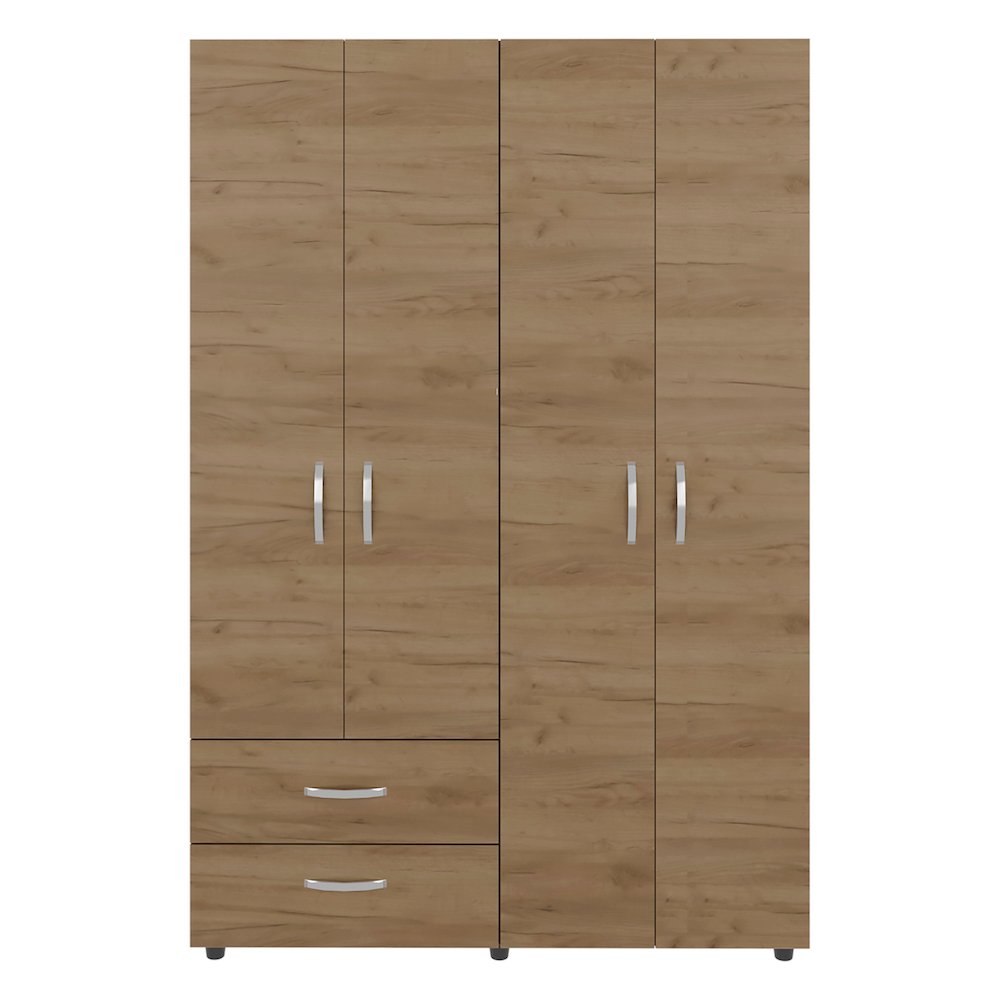 Rye Armoire, 4 Doors, 2 Drawers, 3 Shelves, Natural Oak. Picture 1