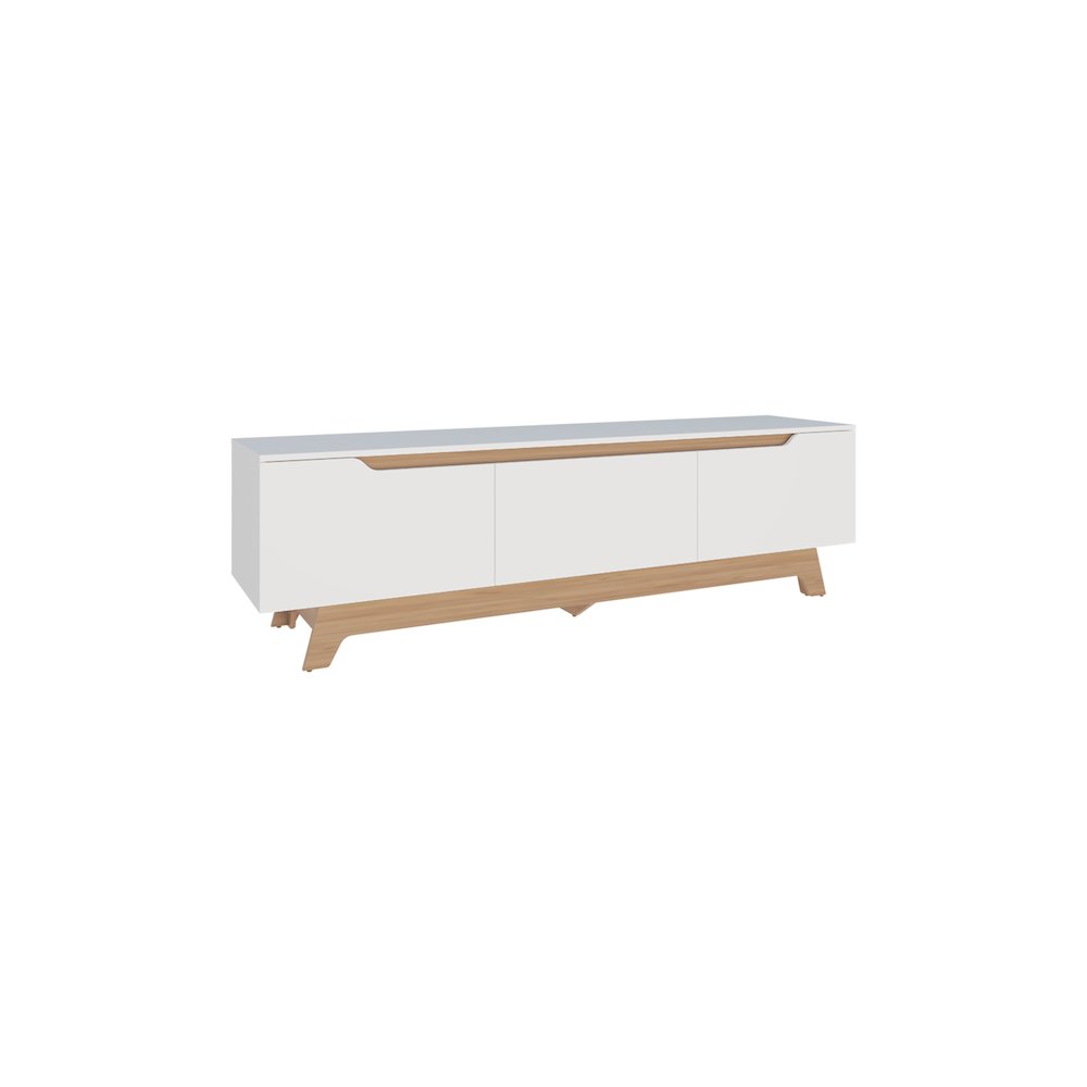 Curlew TV Stand, 2 Doors, 1 Drawer, White / Natural Oak. Picture 1