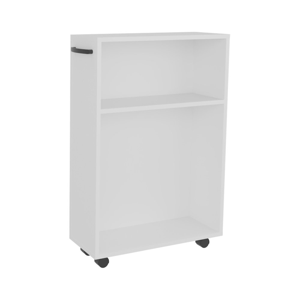 Saltillo Storage Cart, 2 Shelves, 4 Wheels, White. Picture 2