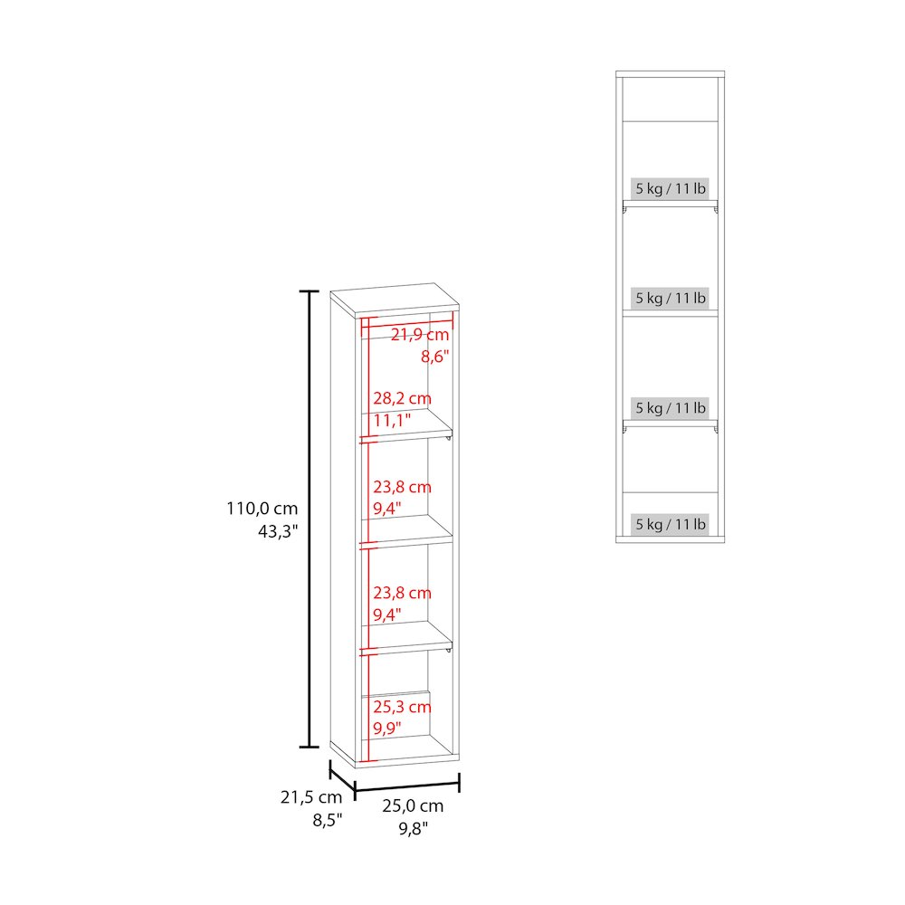 Bigelow Wall Cabinet, 1 Door, 4 Shelves, White. Picture 5