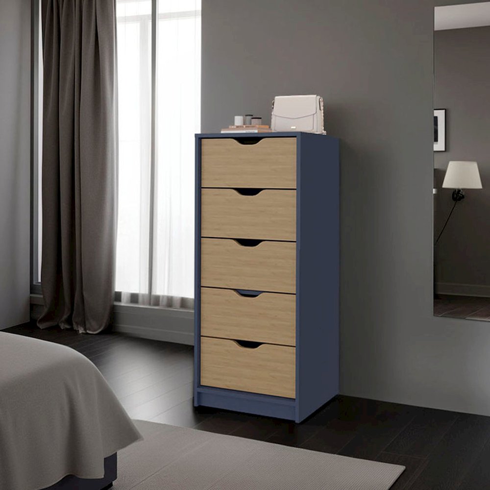 Bennett Dresser, 5 Drawers, Alby Blue / Natural Oak. Picture 4