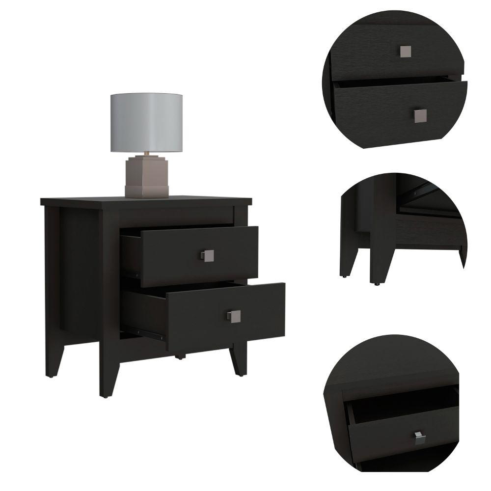 DEPOT E-SHOP Oasis Nightstand, Two Shelves, Four Legs, Countertop-Black, For Bedroom. Picture 2