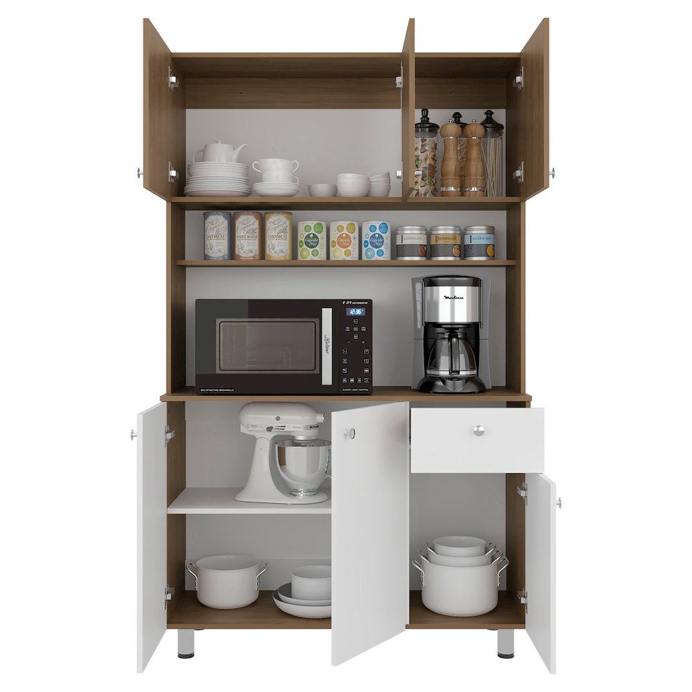 Pantry Cabinet with Ample Storage, Spacious Shelves, 6 Doors-1 Drawer. Picture 4