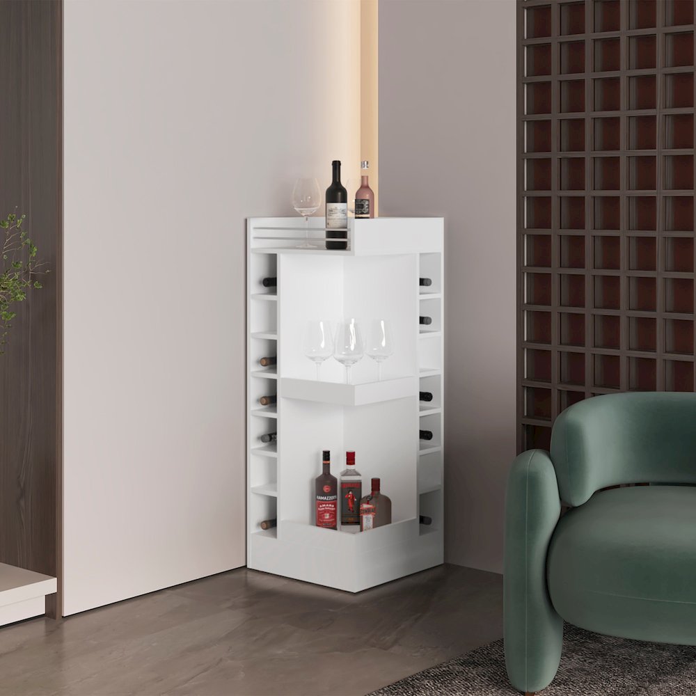 Parker Bar Cabinet, 16 Shelves, White. Picture 3