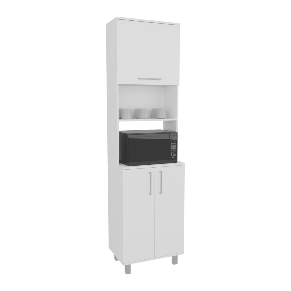 Maeser Kitchen Pantry, 3 Doors, 4 Legs, 5 Shelves, White. Picture 2