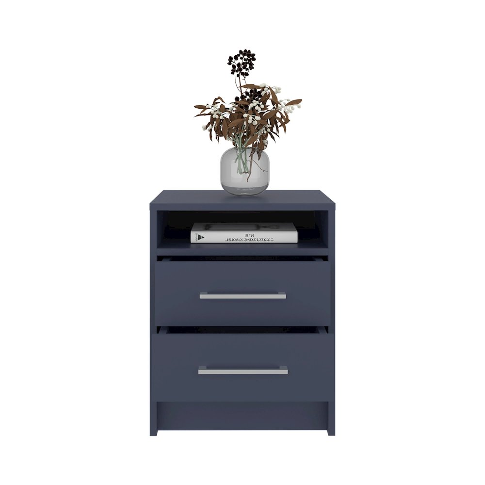 Selawik Nightstand, 2 Drawers, 1 Shelf, Alby Blue. Picture 3