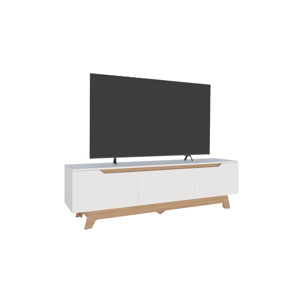 Curlew TV Stand, 2 Doors, 1 Drawer, White / Natural Oak. Picture 3