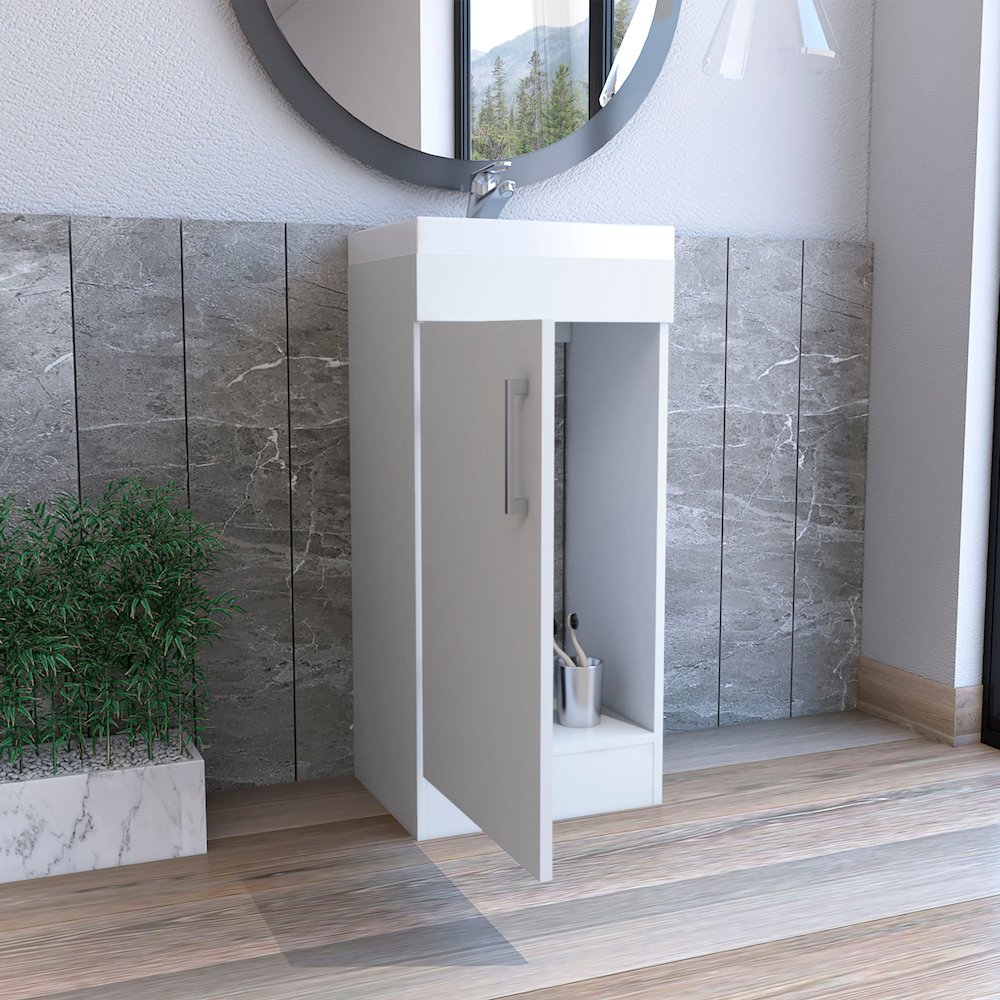Sevilla Bathroom Vanity with Single Door Cabinet, White. Picture 4