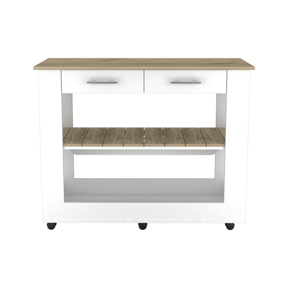 Delos 46 Kitchen Island White-Light Oak. Picture 2