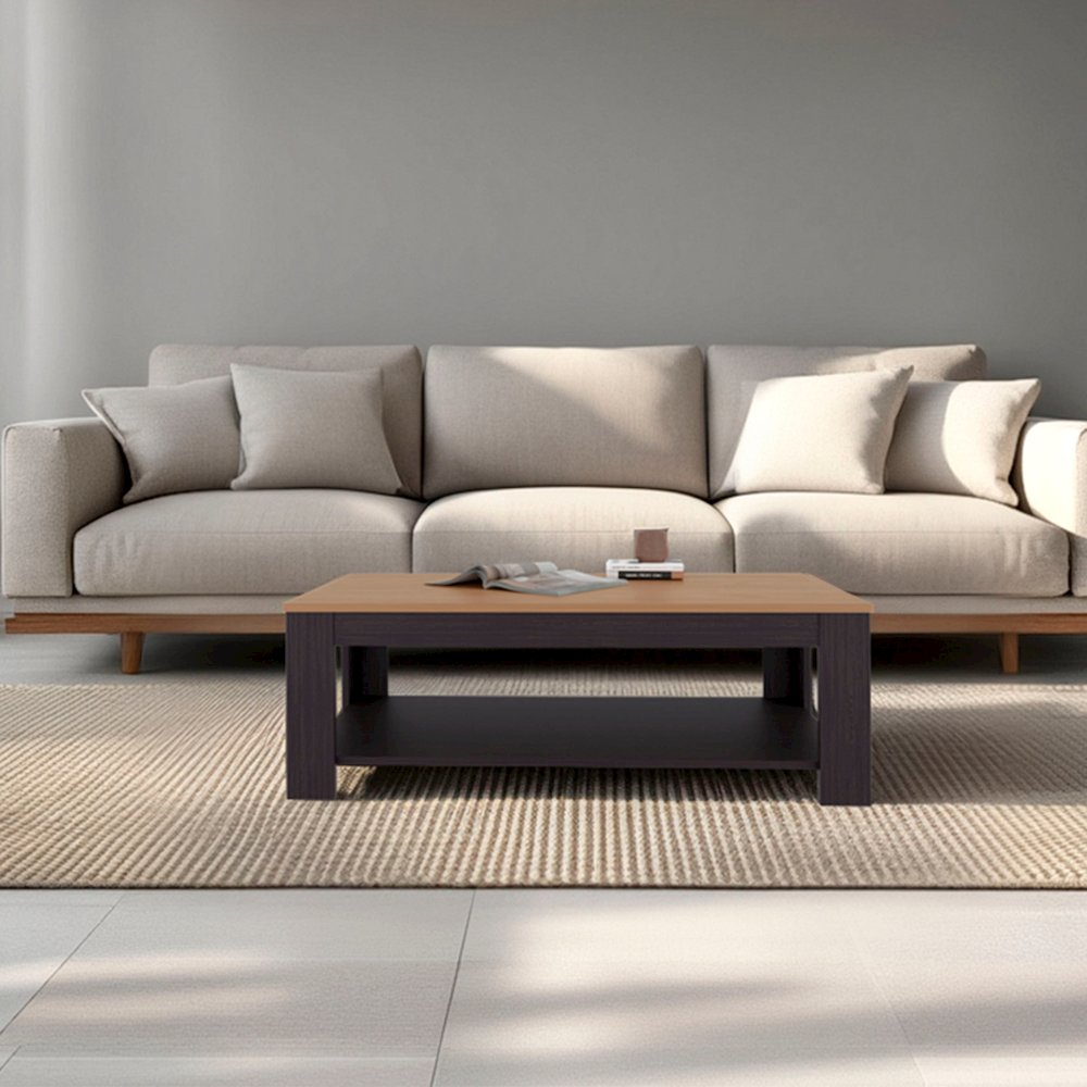 Bowie Coffee Table, 1 Shelf, Black Wengue / Natural Oak. Picture 4