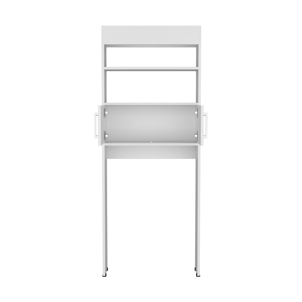 Atlas Over The Toilet Cabinet with Two Shelves and Double Door, White. Picture 1