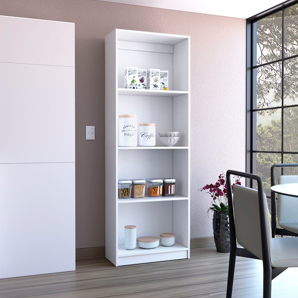 Vinton Bookcase with Spacious Tier-Shelving Design, White -Office. Picture 6