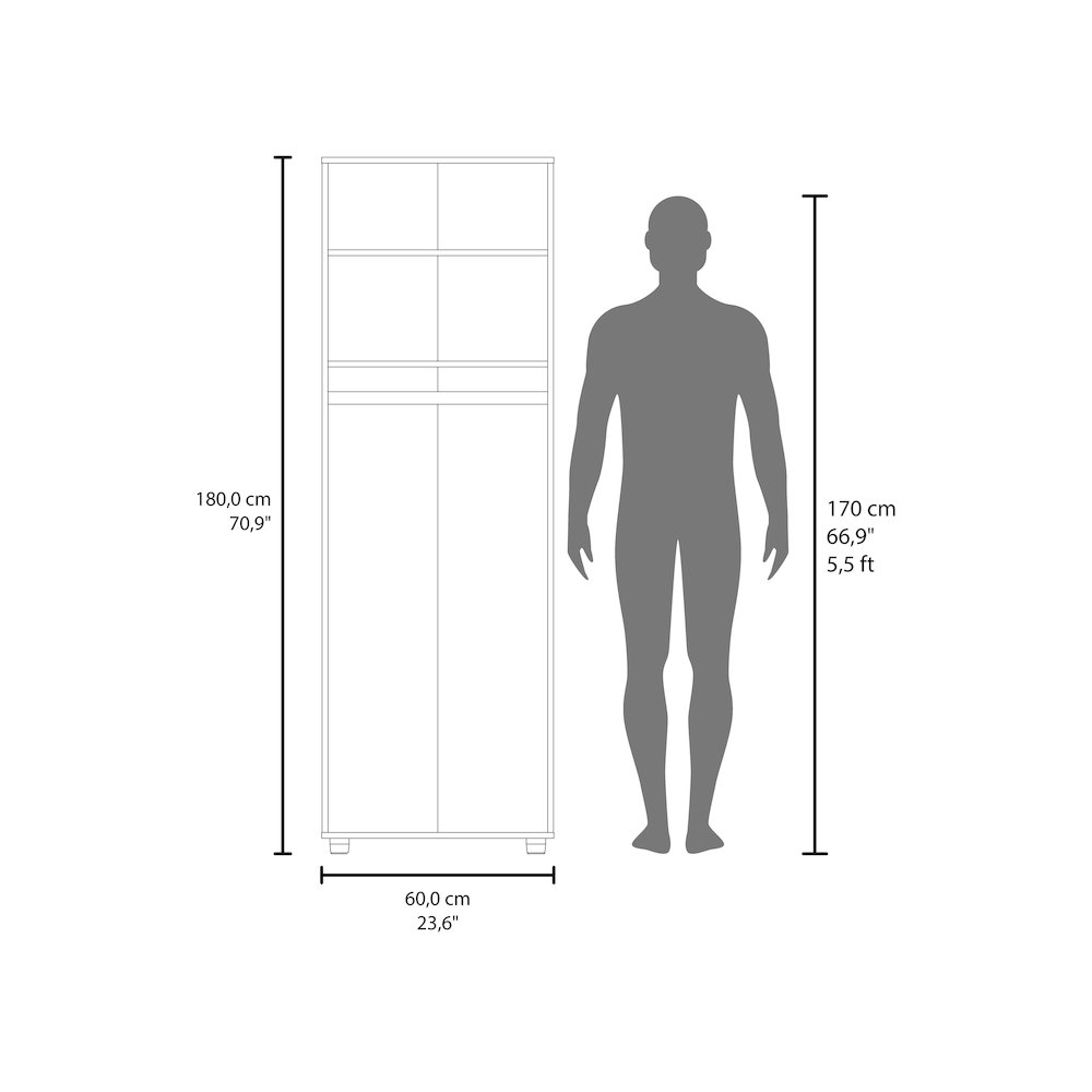 London Armoire, Two Shelves, Rod, Double Door Cabinet Armoire, White. Picture 2