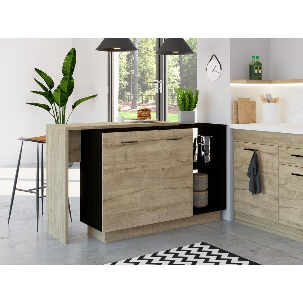 Creta Kitchen Island Black/ Light Oak. Picture 8