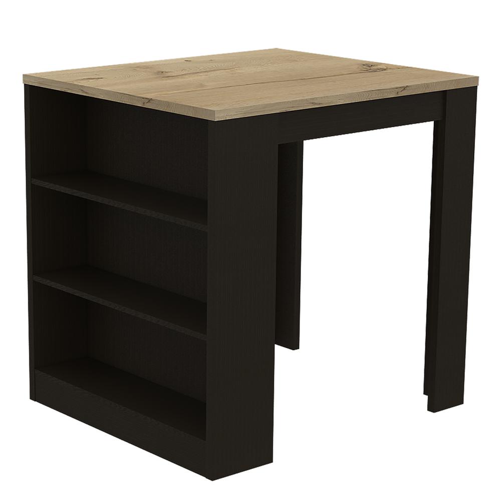 Milos Kitchen Island Table Black Wengue-Light Oak. Picture 1