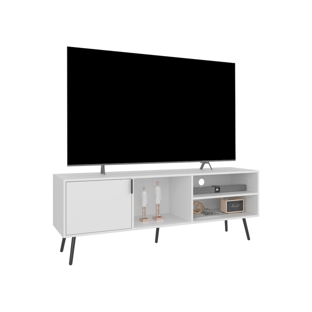 Ekwok TV Stand, 1 Door, 3 Shelves, White. Picture 4