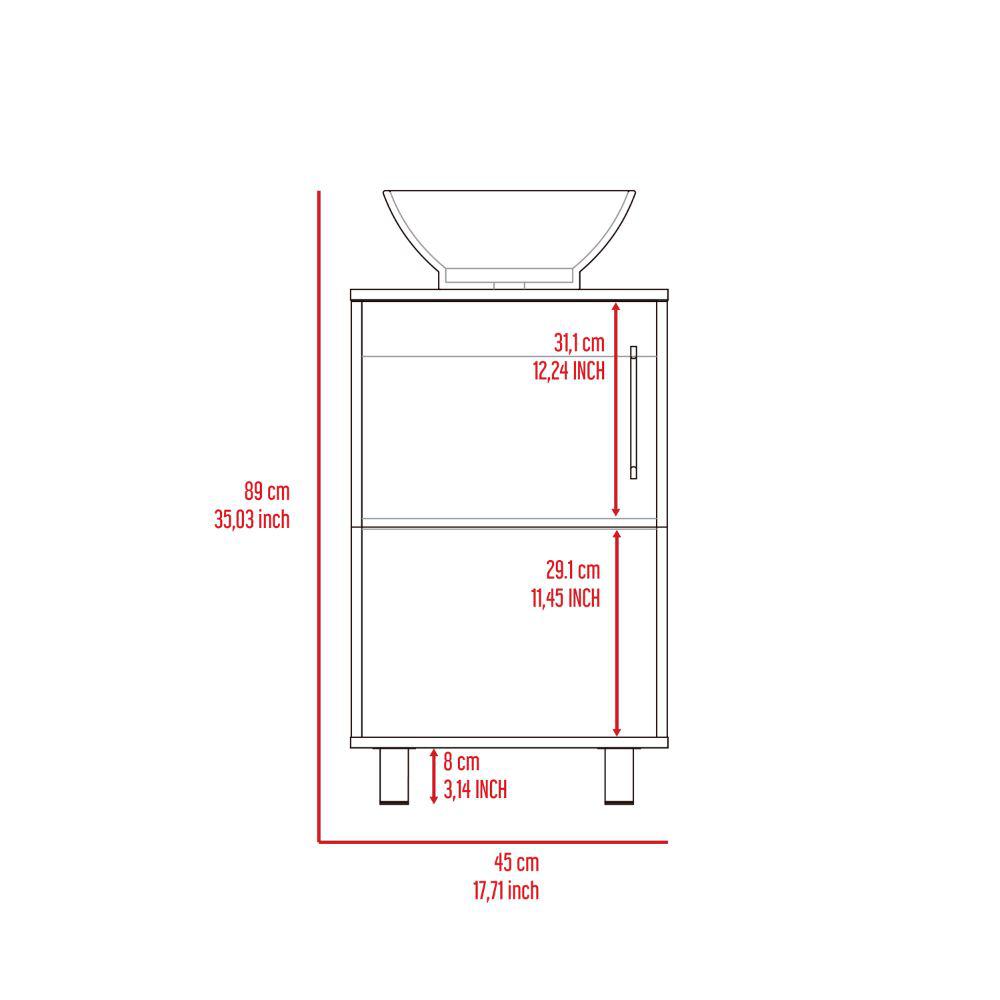 DEPOT E-SHOP Pittsburgh Single Bathroom Vanity, One Open Shelf, One-Door Cabinet, Four Legs-Black, For Bathroom. Picture 5
