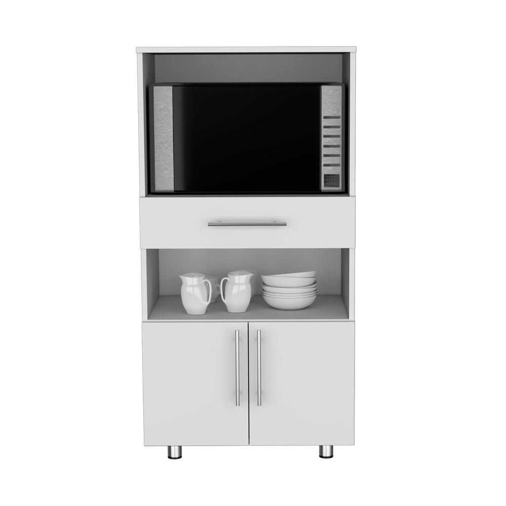 Wales Kitchen Pantry with 2 shelves and 2 doors, White -Kitchen. Picture 3