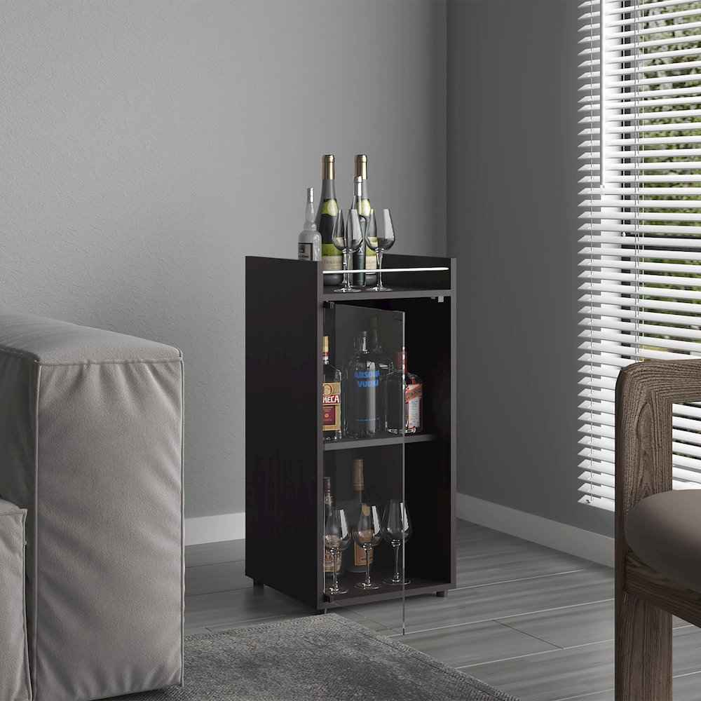 Boon Minibar Cabinet, 1 Glass Door, 3 Shelves, Black Wengue. Picture 8