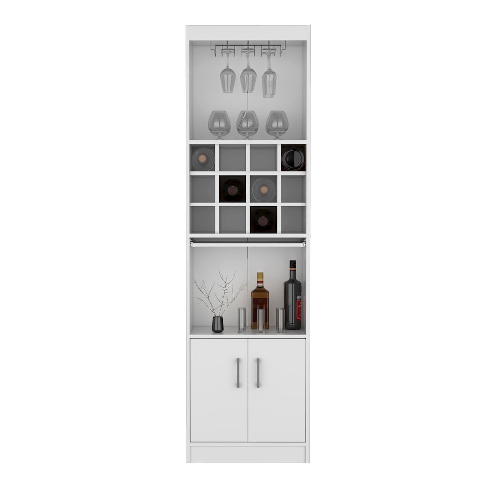 Bar Cabinet 5-Tier, Wine Cabinet, 12 Bottle Cubbies, 5 Shelves, White. Picture 3