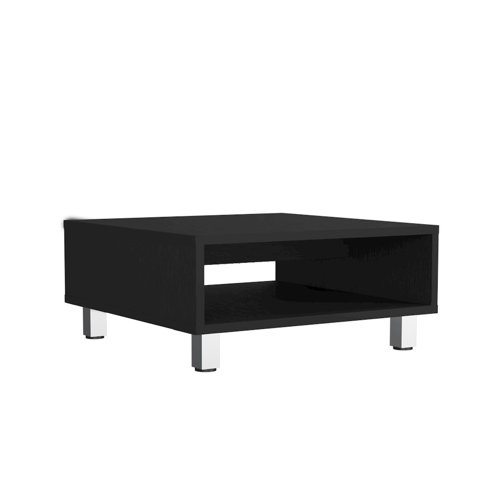 Chiniak Coffee Table, 1 shelf, 4 legs, Black. Picture 1