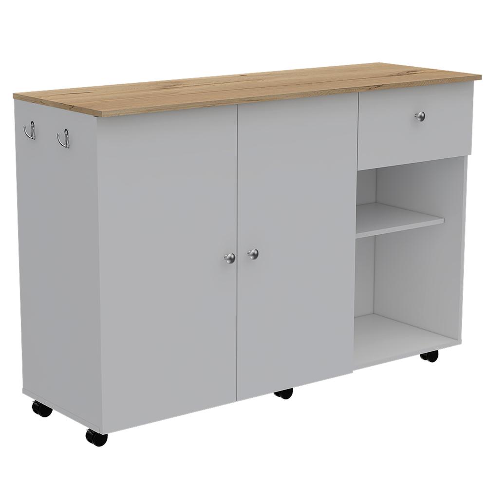 Edmond 2 Piece Kitchen Set, Syros Kitchen Island Cart  + Kitchen Pantry Cabinet. Picture 2