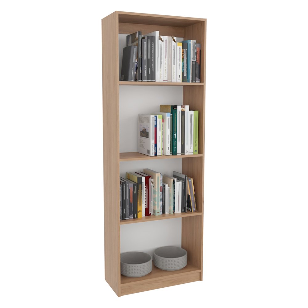 Vinton Bookcase with Spacious Tier-Shelving Design, Natural Oak / White. Picture 3