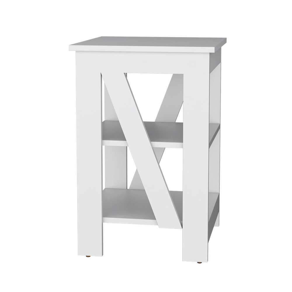 3-Tier End Table/Nightstand, Side Table for Small Space, White. Picture 3